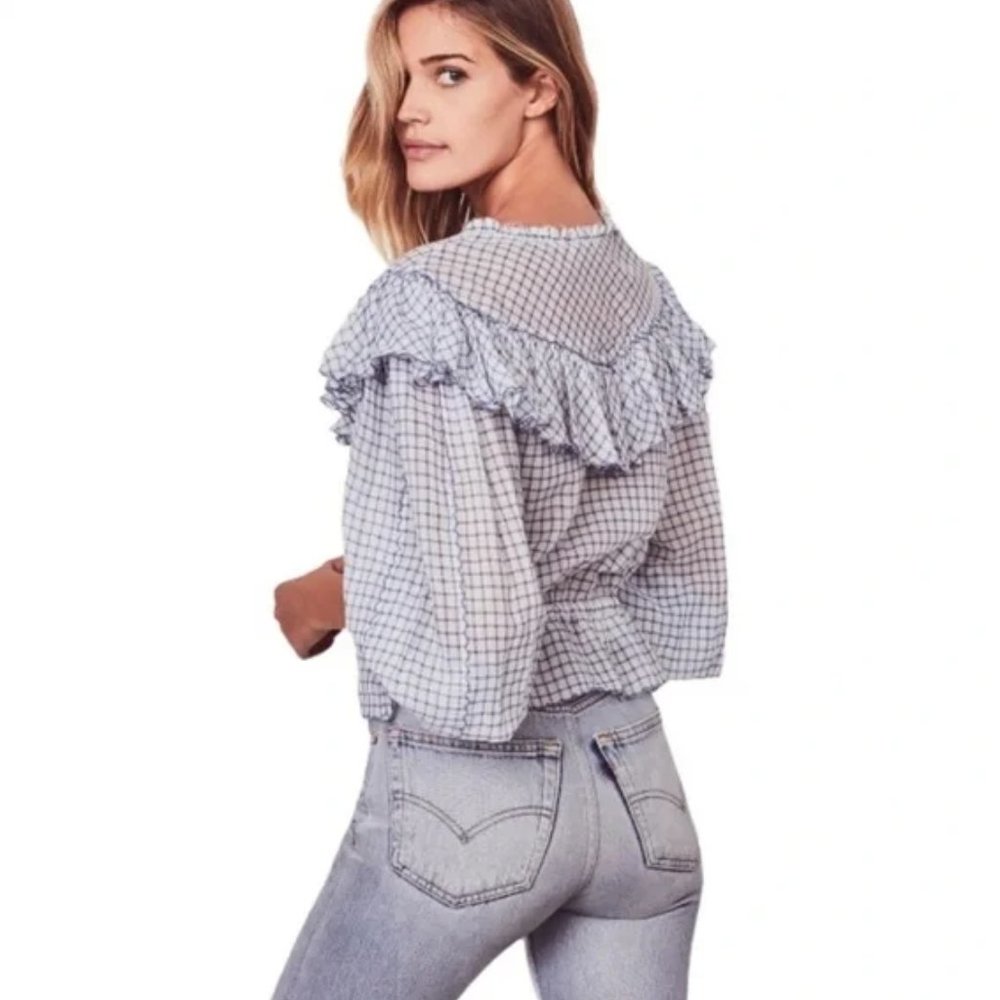 Loveshackfancy Blue Checkered Blouse - image 7